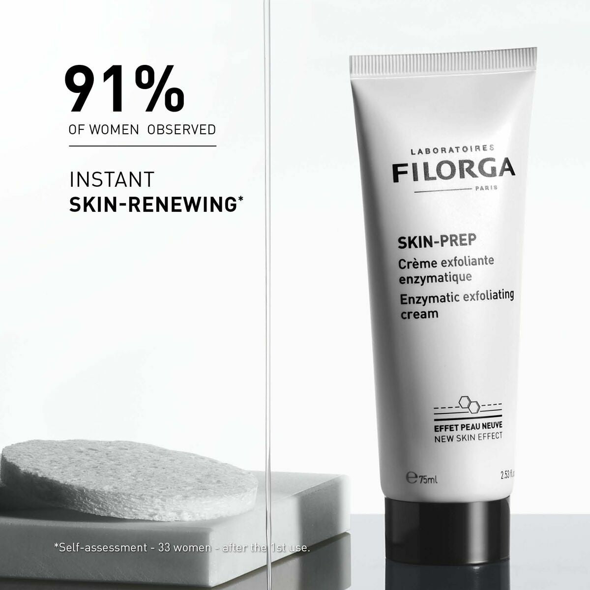 Facial Exfoliator Filorga SKIN-PREP 75 ml til kvinder produkt emballage