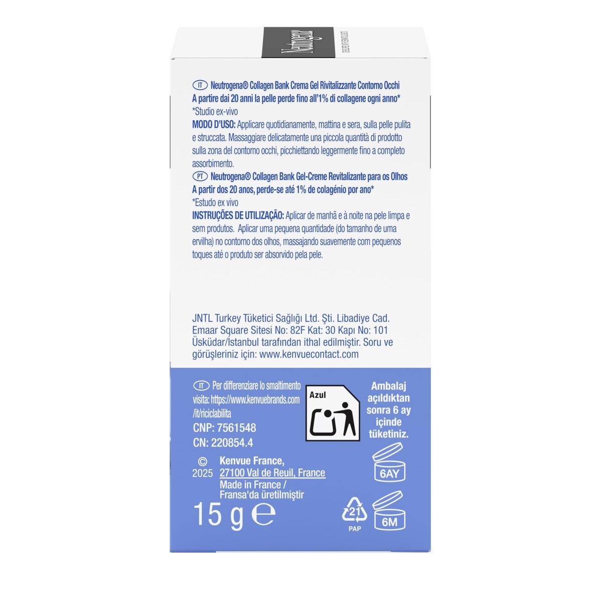 Eye Contour Neutrogena COLLAGEN BANK 15 ml produktemballage