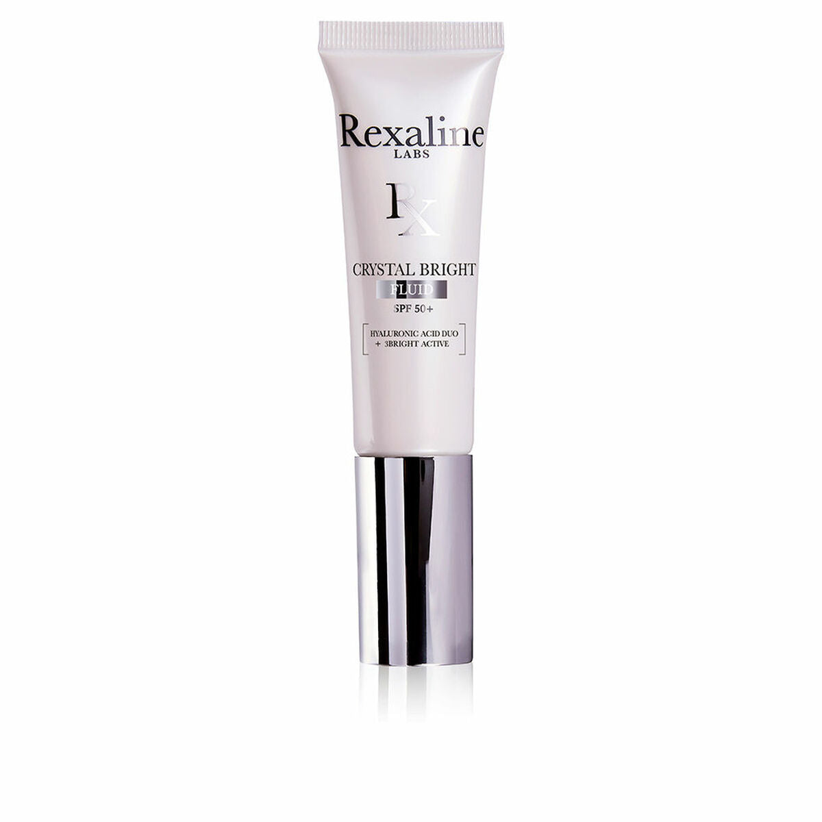 Fugtgivende mat flydende Rexaline Crystal Bright Spf 50 Spf 50+ 30 ml Hyaluronsyre til kvinder produktemballage