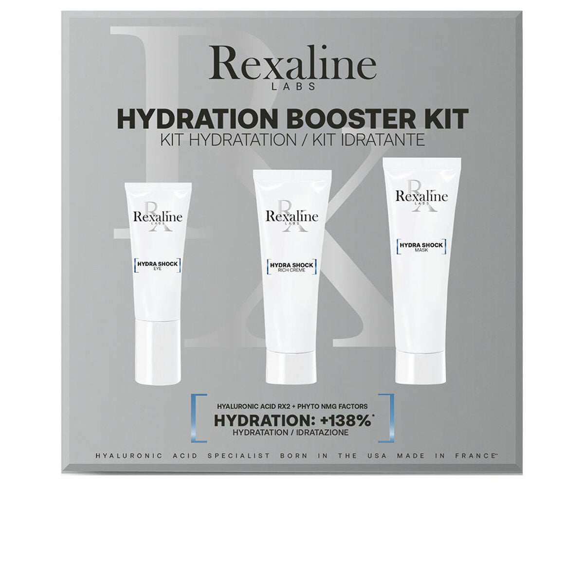 Kosmetisk sæt Rexaline Hydra Shock Hydration 3 stykker til kvinder produktemballage