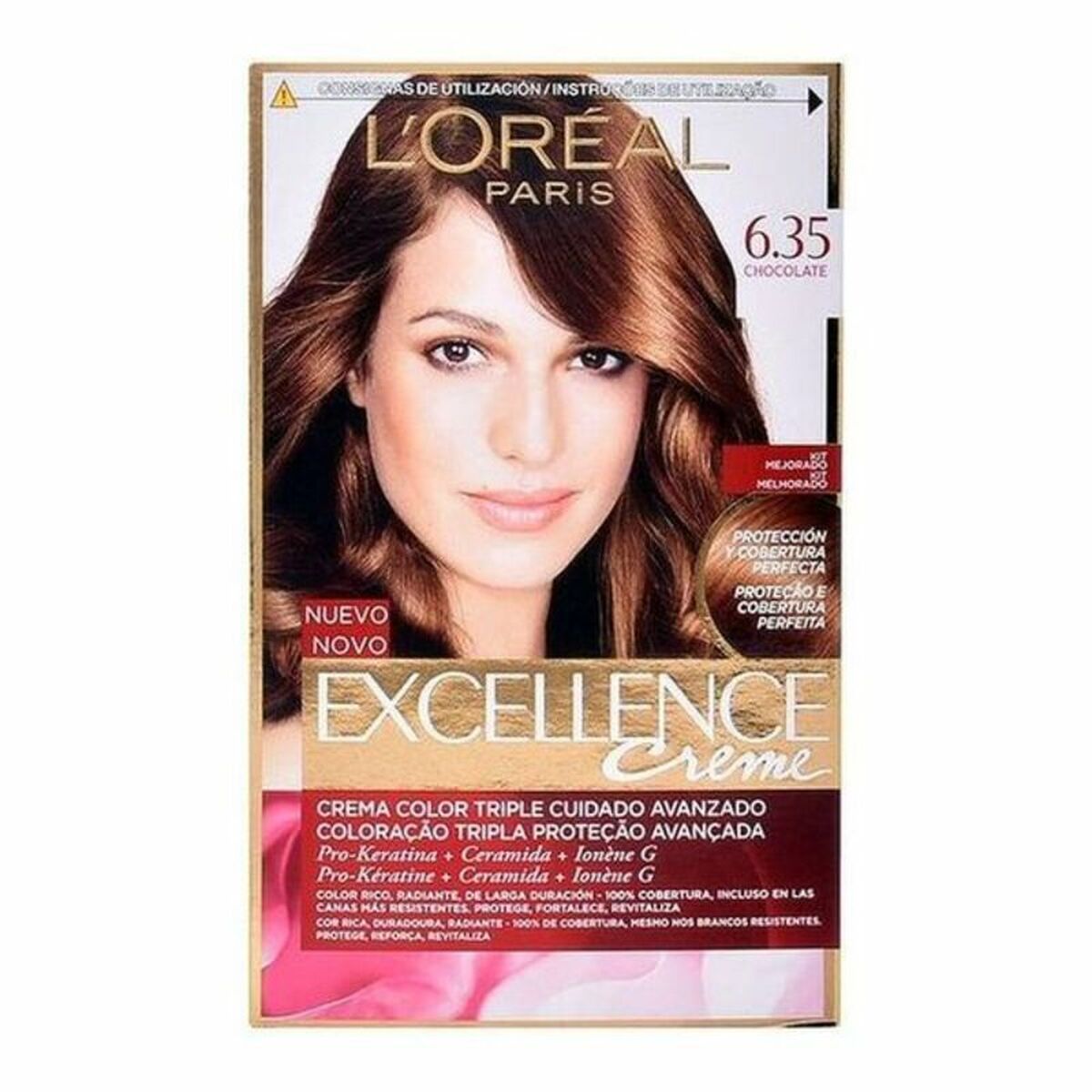 Permanent Dye L'Oreal Make Up Excellence Nº 6,35-chokolade 192 ml produktemballage