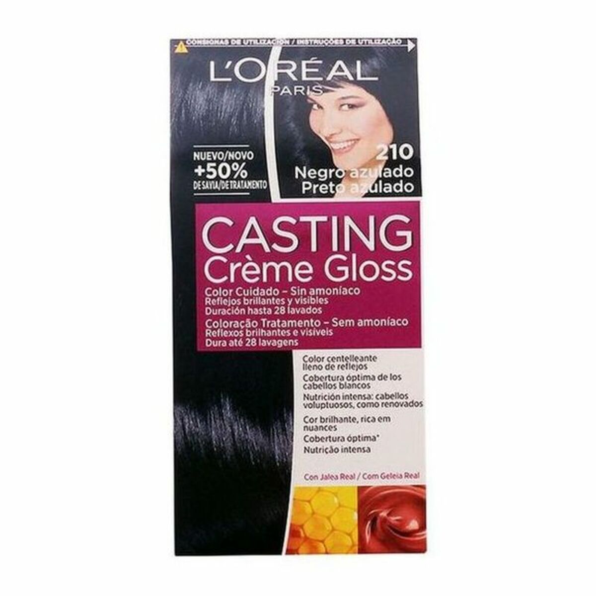 Dye No Ammonia L'Oreal Make Up Casting Creme Gloss Blue Black 180 ml hudplejeemballage