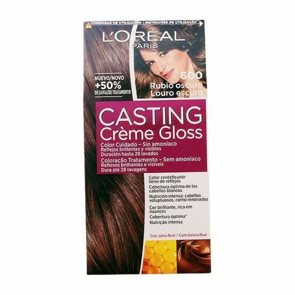 Farve uden ammoniak L'Oreal Make Up 913- Nº 600-Rubio Oscuro 180 ml produktemballage