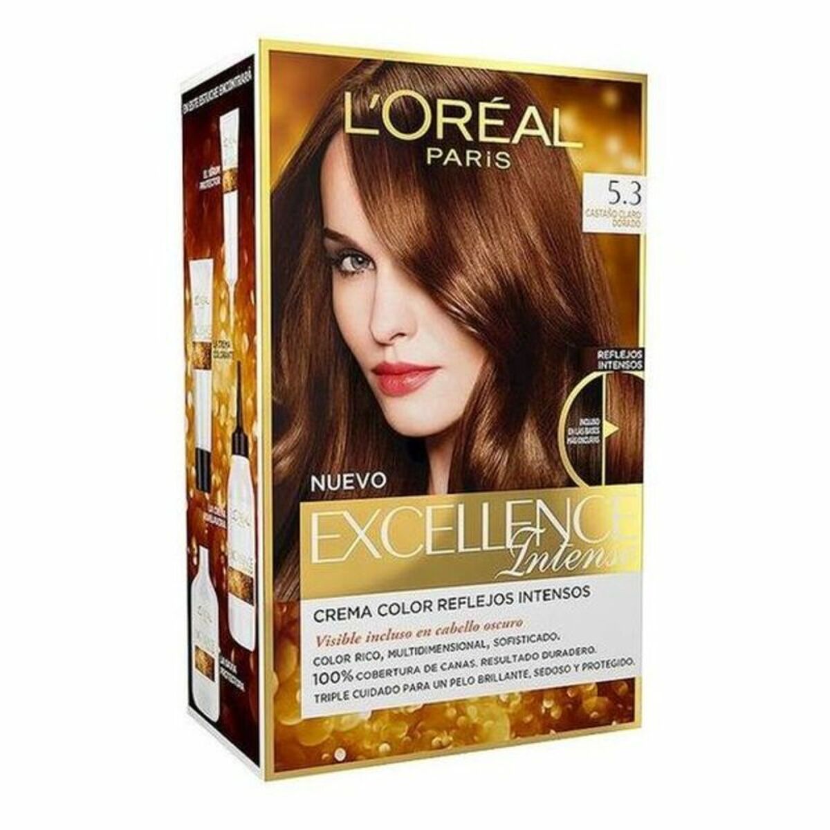 Permanent farvestof L'Oreal Make Up Excellence Lys gyldenbrun Nº 5,3 Castano Claro Dorado Nº 5,3-Castano Claro Dorado (1 enhed)