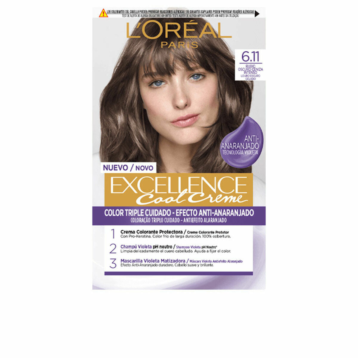 Permanent Color Creme L'Oreal Make Up Excellence Cool Creme 6.11-rubio oscuro ceniza Nº 6.11-Rubio Oscuro Ceniza Nº