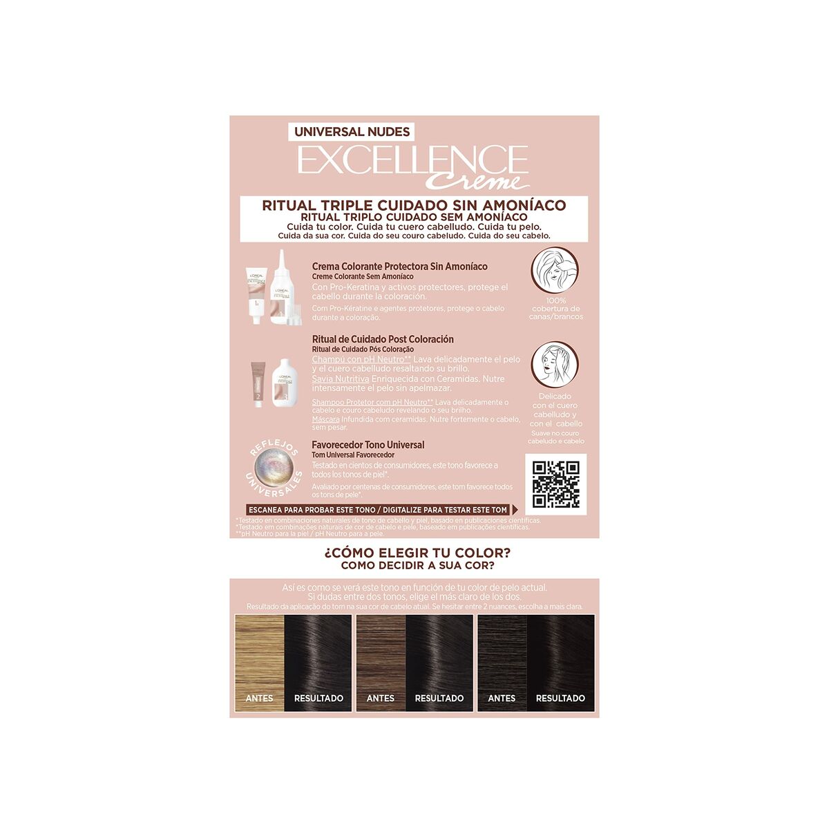 Permanent Dye L'Oreal Make Up Excellence Black Nº 1-Sort (5 enheder) produktemballage