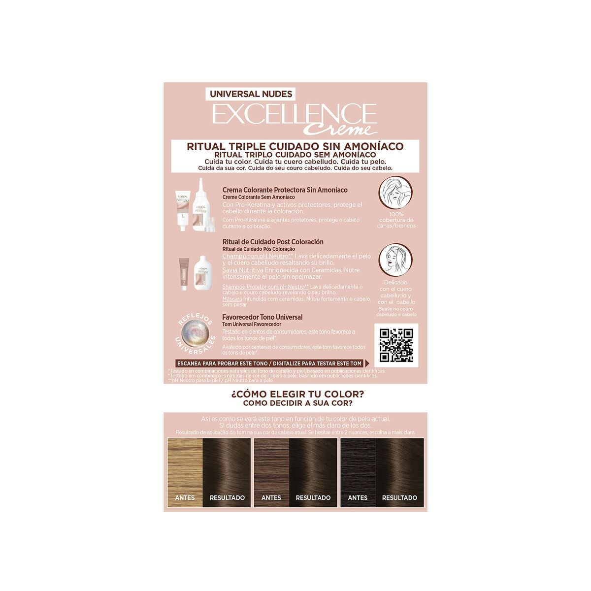 Permanent Dye L'Oreal Make Up Excellence Brown Nº 4u-Brown (5 enheder) produktemballage