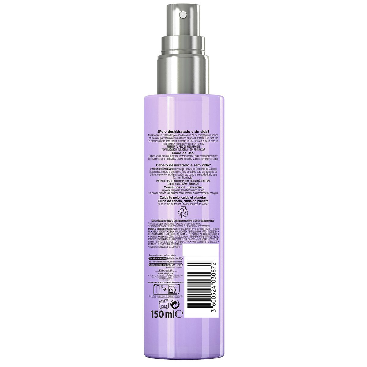 Hår Serum L'Oreal Make Up Elvive Hidra 150 ml til kvinder serumflaske