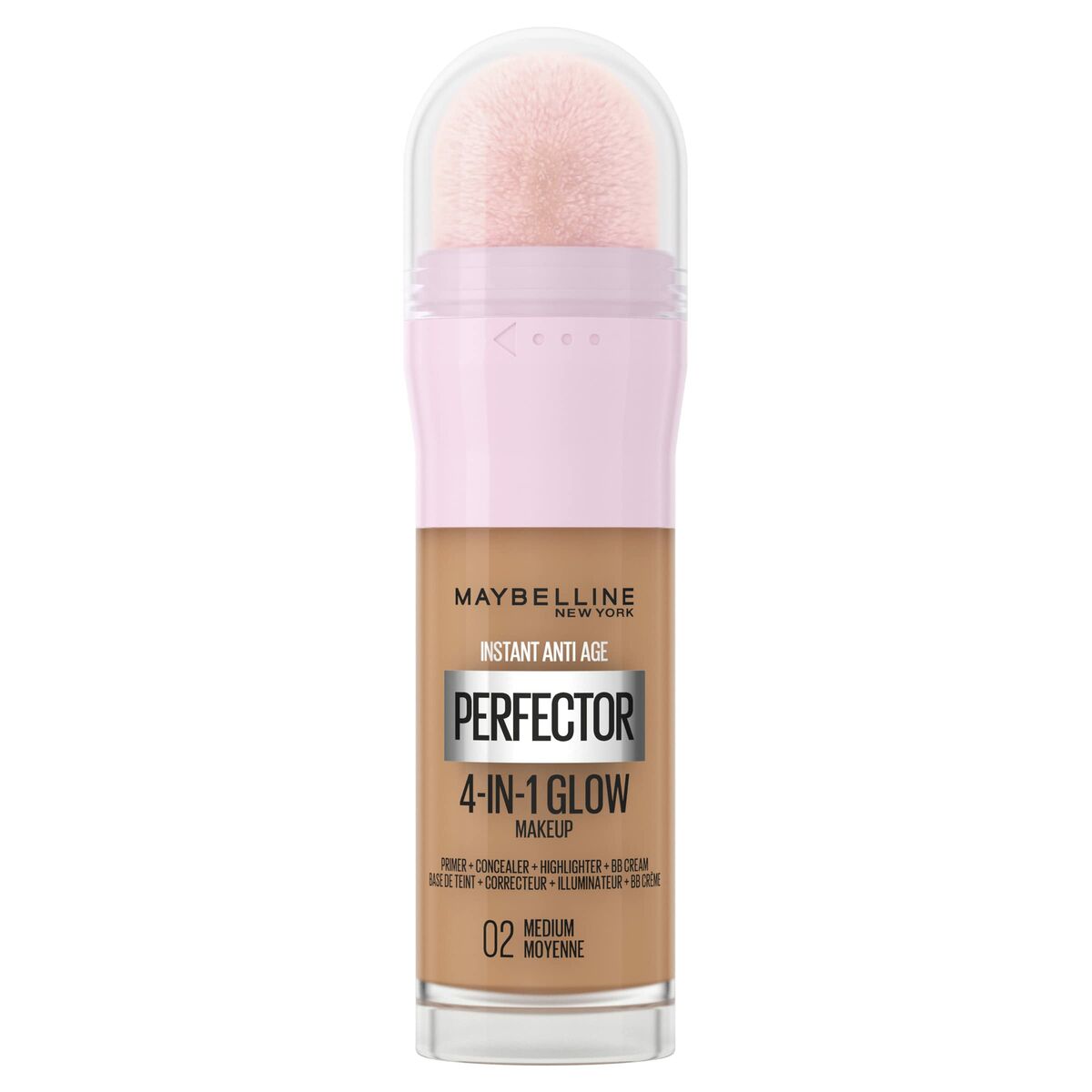 Flydende makeup base Maybelline Instant Age Perfector Glow Nº 02 Medium Moyenne 20 ml produktemballage