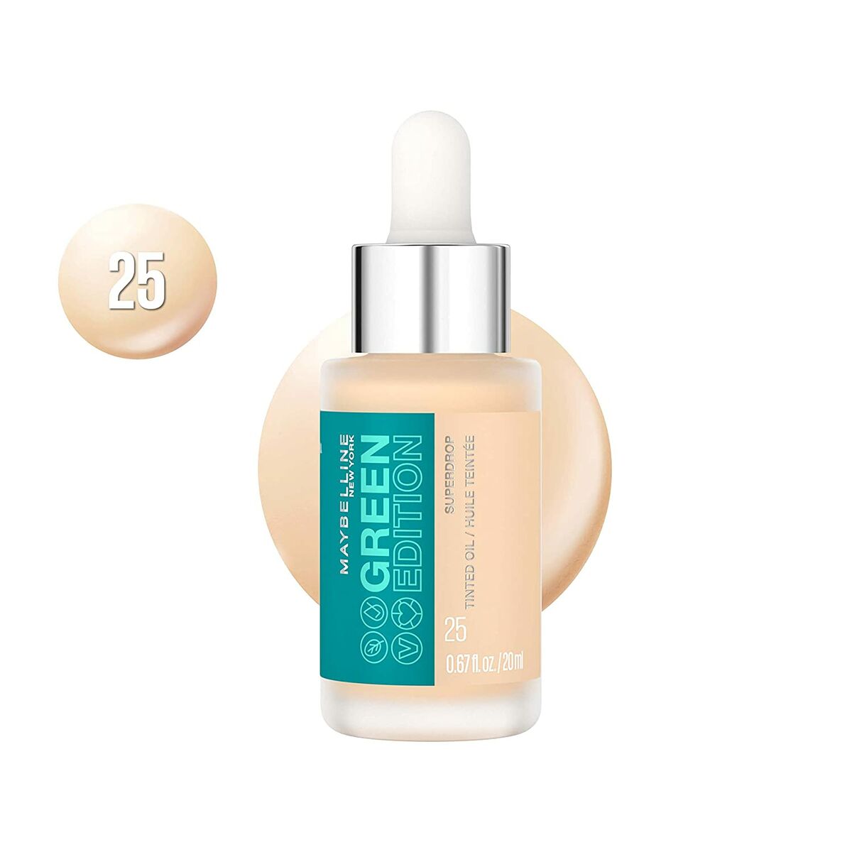 Flydende Make Up Base Maybelline Green Edition Nº 25 20 ml Olie produkt emballage