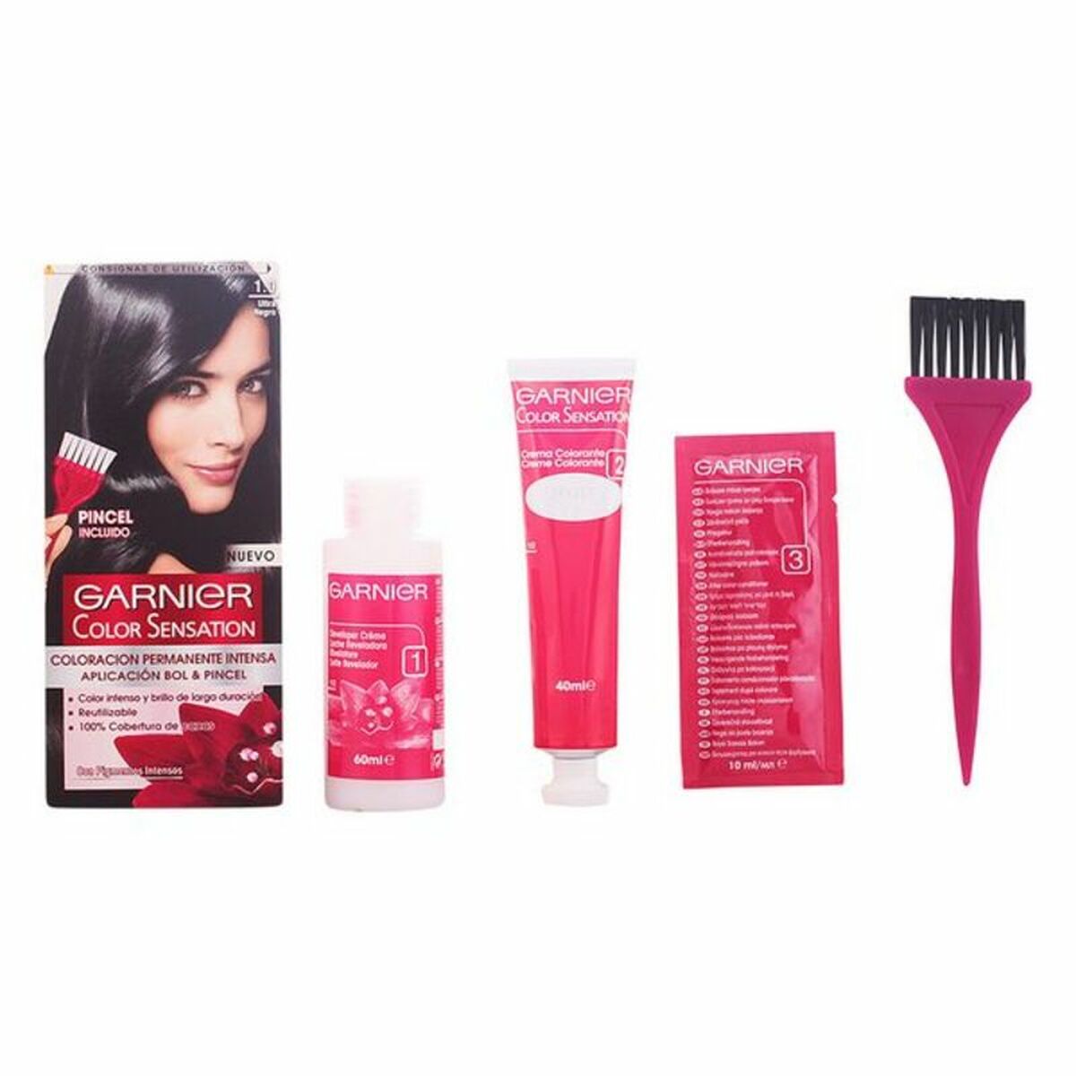 Permanent Dye Garnier Color Sensation Nº 1 Ultra Negro Nº 1-Ultra Negro 110 g produktemballage
