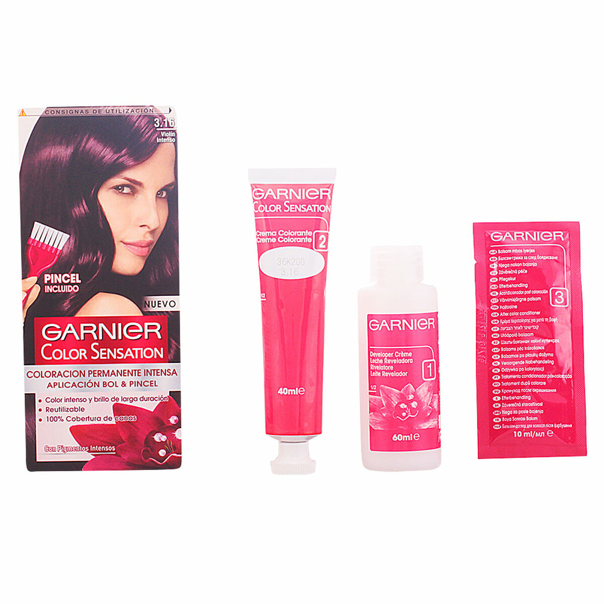 Permanent Dye Colour Sensation Garnier produktemballage