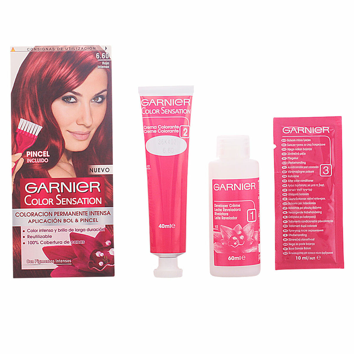 Permanent Dye Colour Sensation Garnier produktemballage