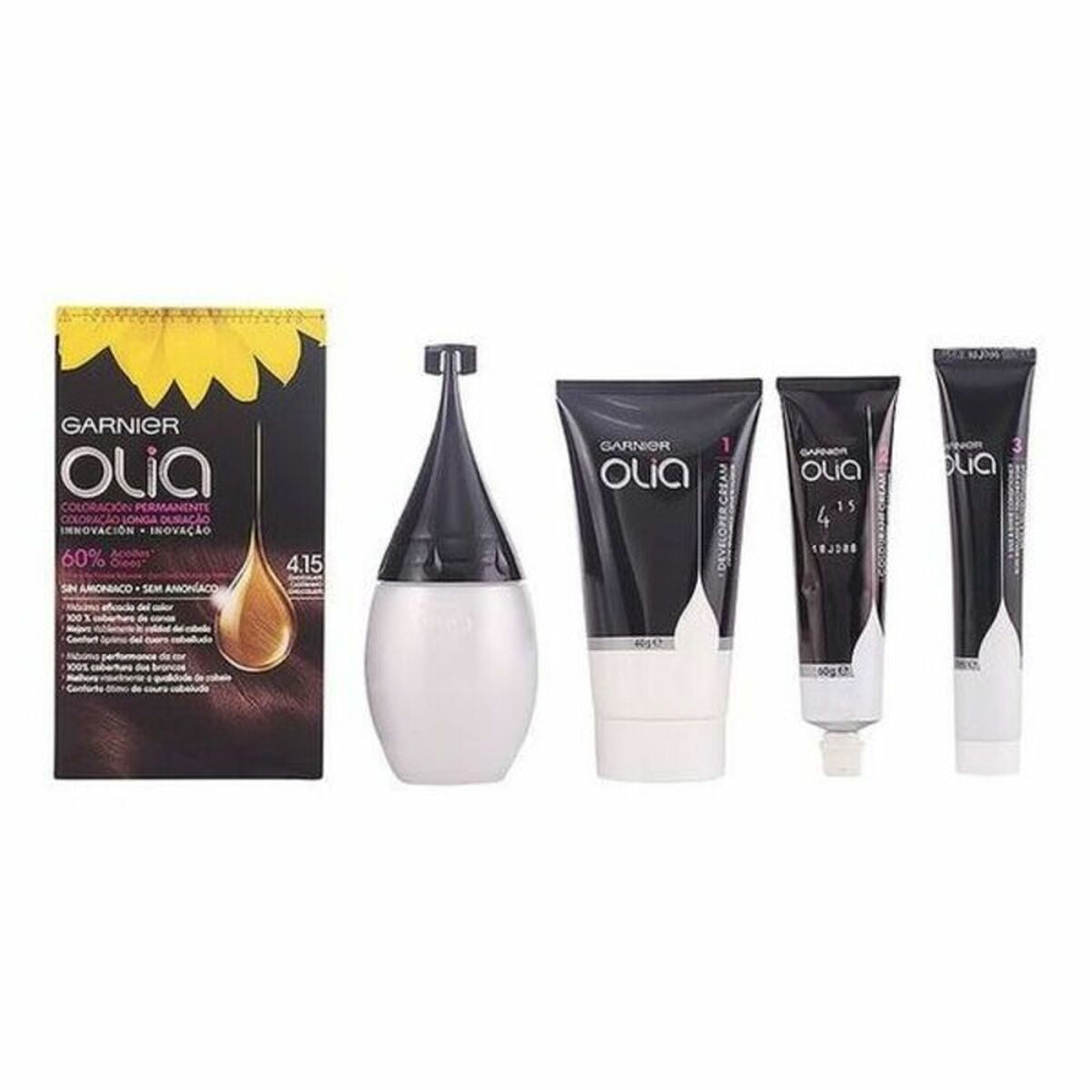 Farvestof Ingen Ammoniak Garnier Olia Nº 4,15 Chokolade Nº 4,15 Chocolate Lote (1 enhed) produktemballage
