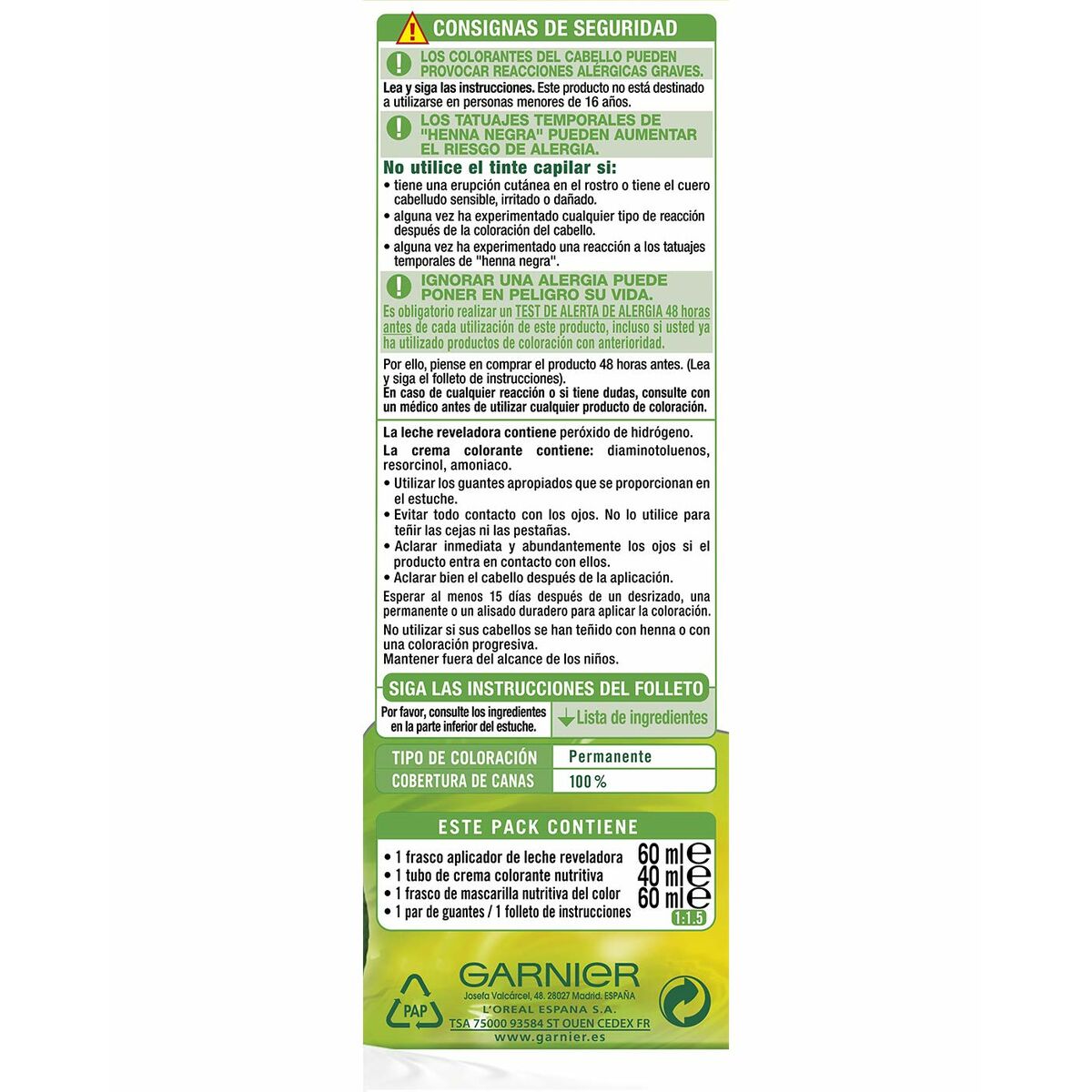 Permanent Color Creme Garnier Nutrisse Nº 6,41-Sweet Amber (3 enheder) hudplejeemballage