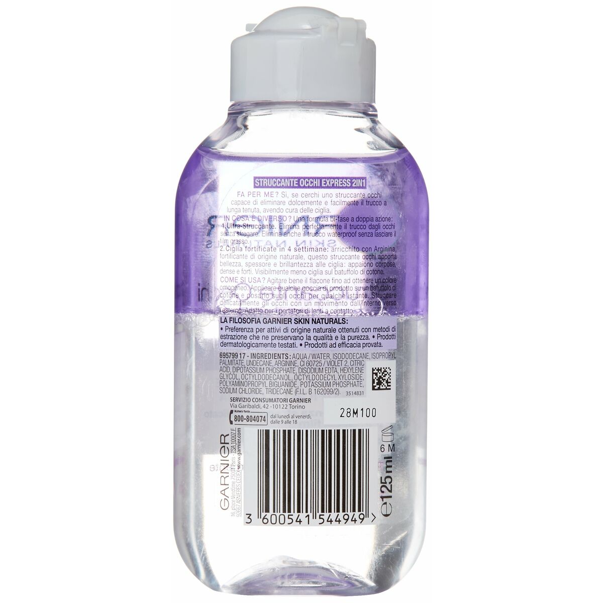 Ansigtsmakeupfjerner Garnier Struccante Occhi Express 2 i 1 125 ml produktemballage