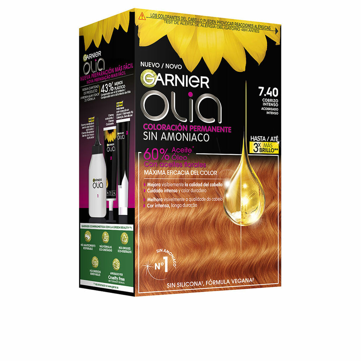 Farve uden ammoniak Olia Garnier produktemballage