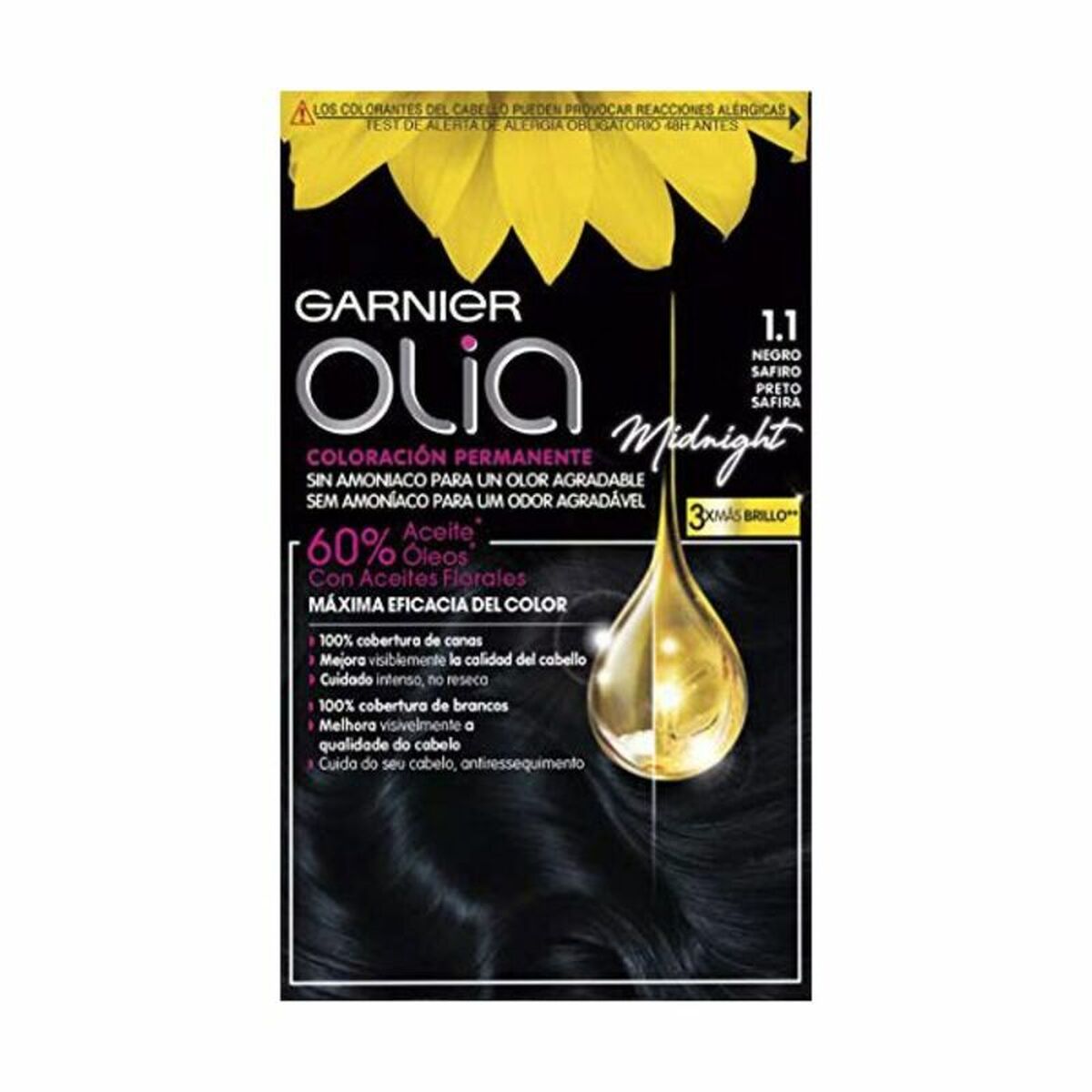 Permanent Dye Garnier Olia Nº 1,10 Black Sapphire (1 enhed) produktemballage