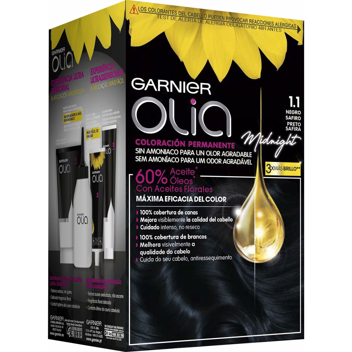 Permanent Dye Garnier Olia Nº 1,10 Black Sapphire (1 enhed) produktemballage