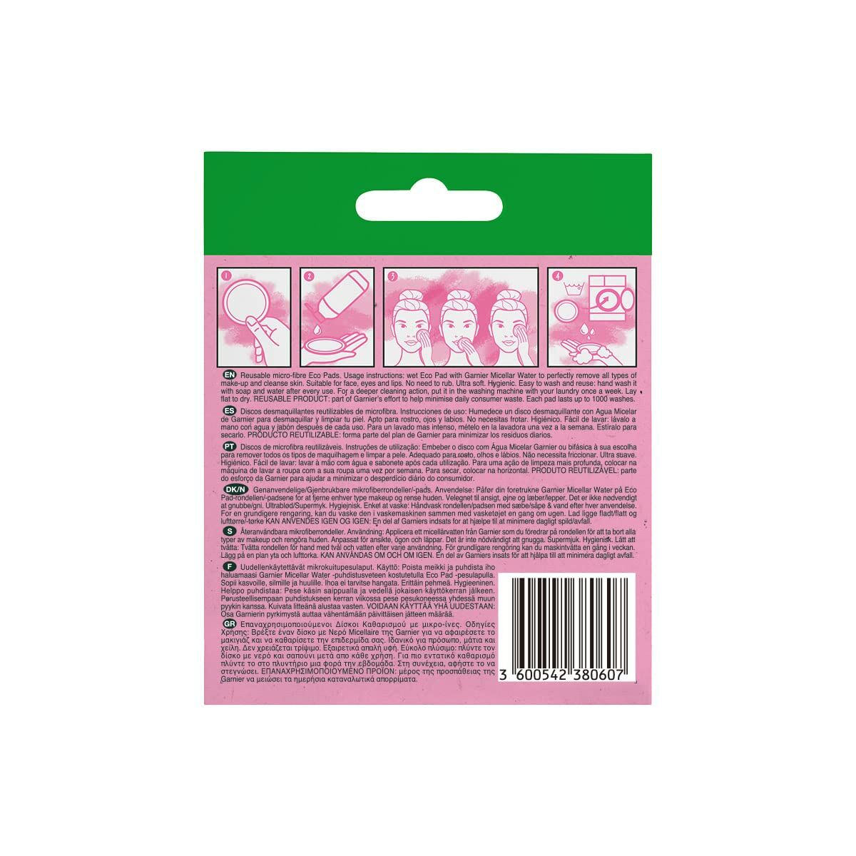 Make-up Remover Pads Garnier Skinactive Vaskbar produktemballage