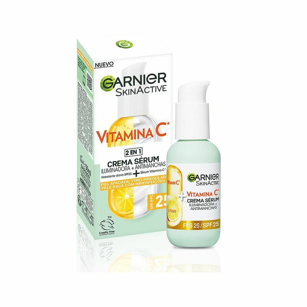 Creme + Serum Garnier Skinactive Vitamina C Spf 25 50 ml til kvinder serumflaske
