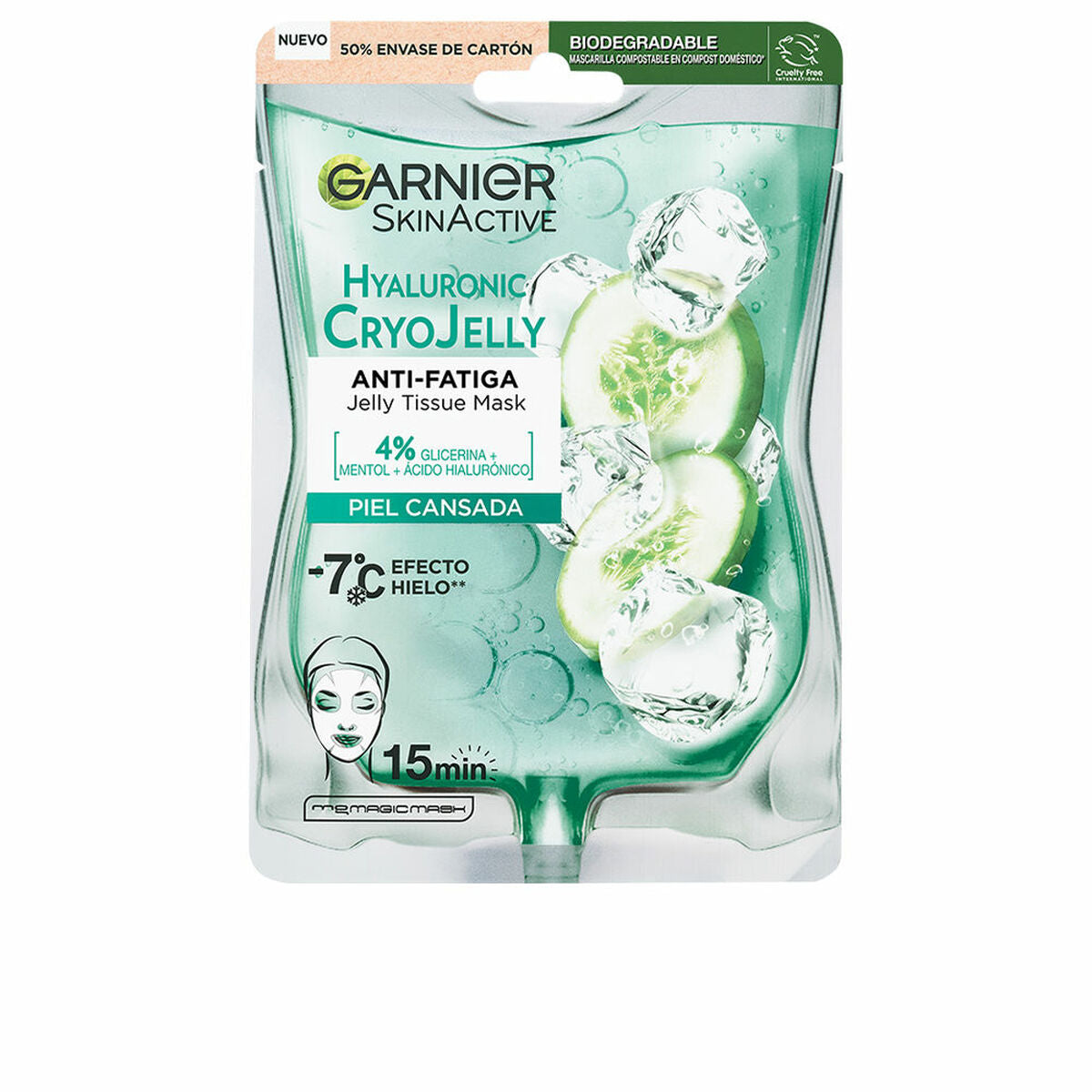 Ansigtsmaske Garnier Hyaluronic Cryo Jelly 5g Anti-træthed til kvinder maske emballage