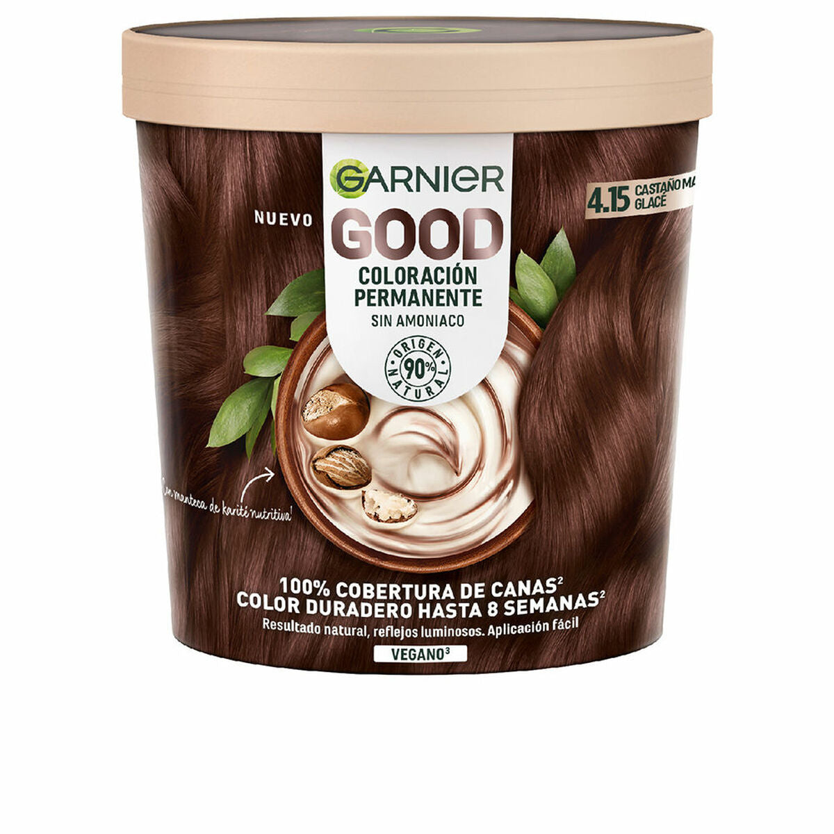 Permanent Dye Garnier Good Glacé Brown Nº 4,15 Nº 4,15 Castano Glace 217 ml (1 enhed) til kvinder produktemballage