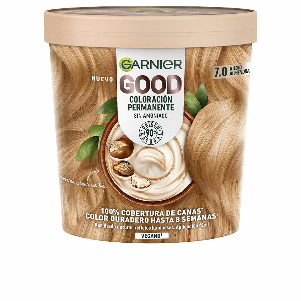 Permanent Dye Garnier Good Nº 7.0 Blond Nº 7.0 Rubio Almendra 217 ml (1 enhed) til kvinder produktemballage