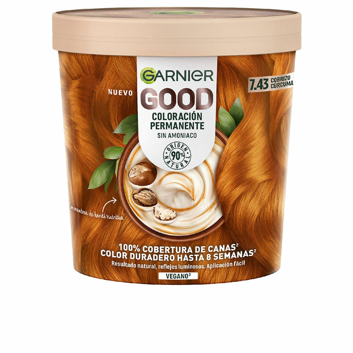 Permanent Farve Garnier God Nº 7,43 Cobrizo Cúrcuma 217 ml til Damer produktemballage