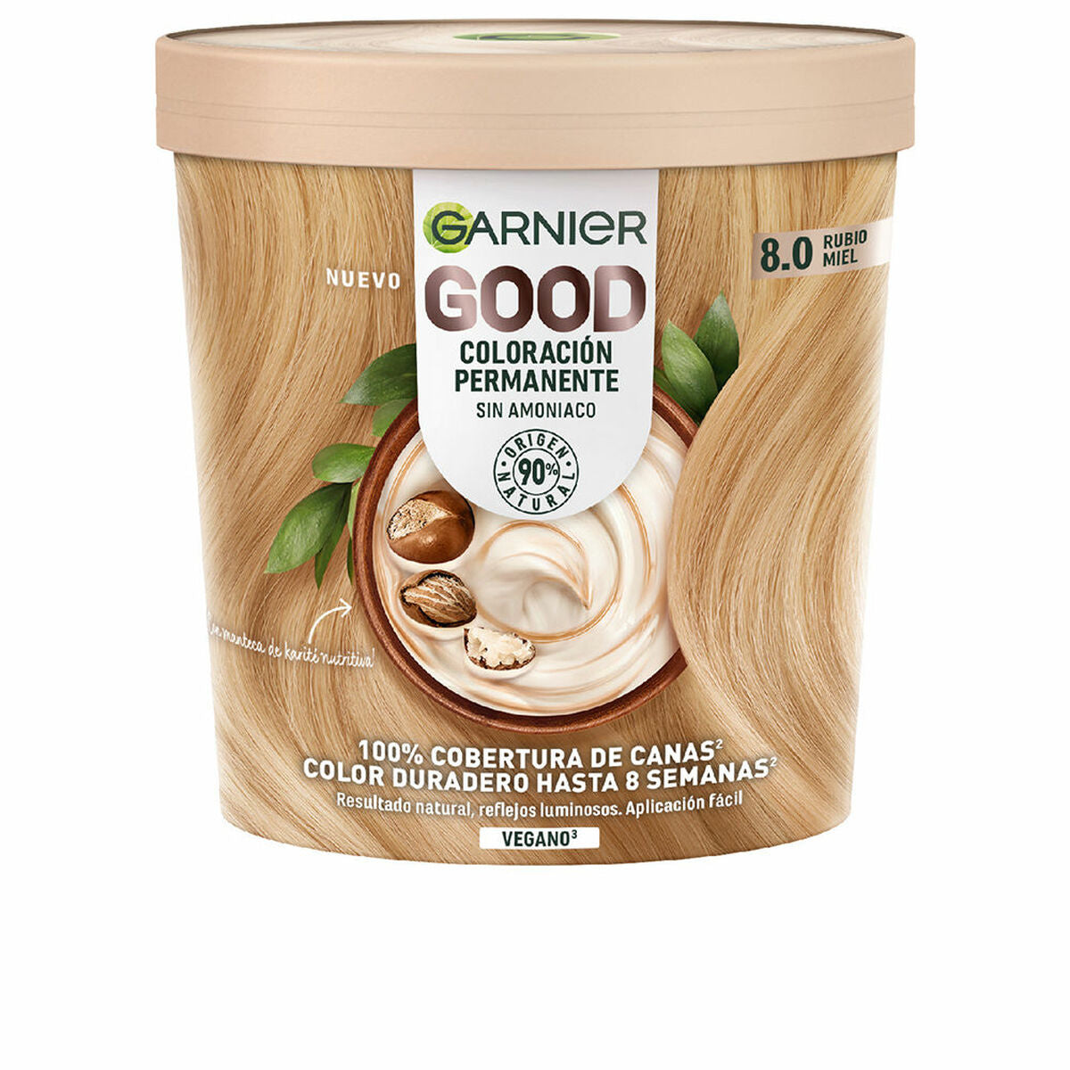 Permanent Dye Garnier Good Nº 8.0 Blond Nº 8.0 Rubio Miel 217 ml (1 enhed) til kvinder produktemballage