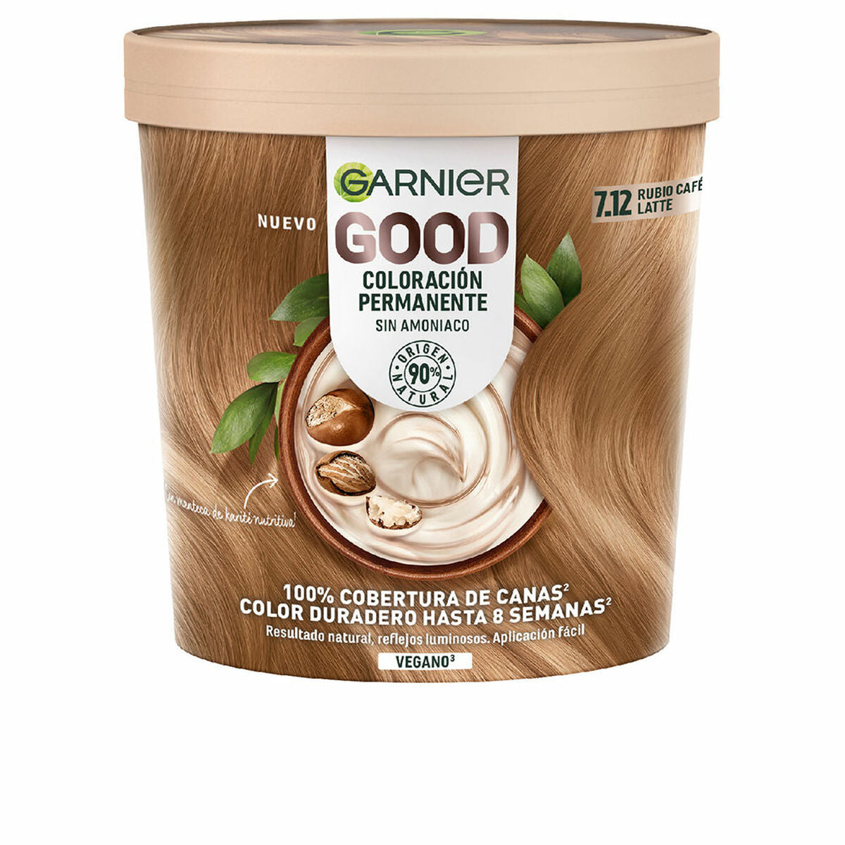 Permanent Dye Garnier Good Café Latte Blonde Nº 7,12 Nº 7,12 Rubio Cafe Latte 217 ml (1 enhed) til kvinder produktemballage