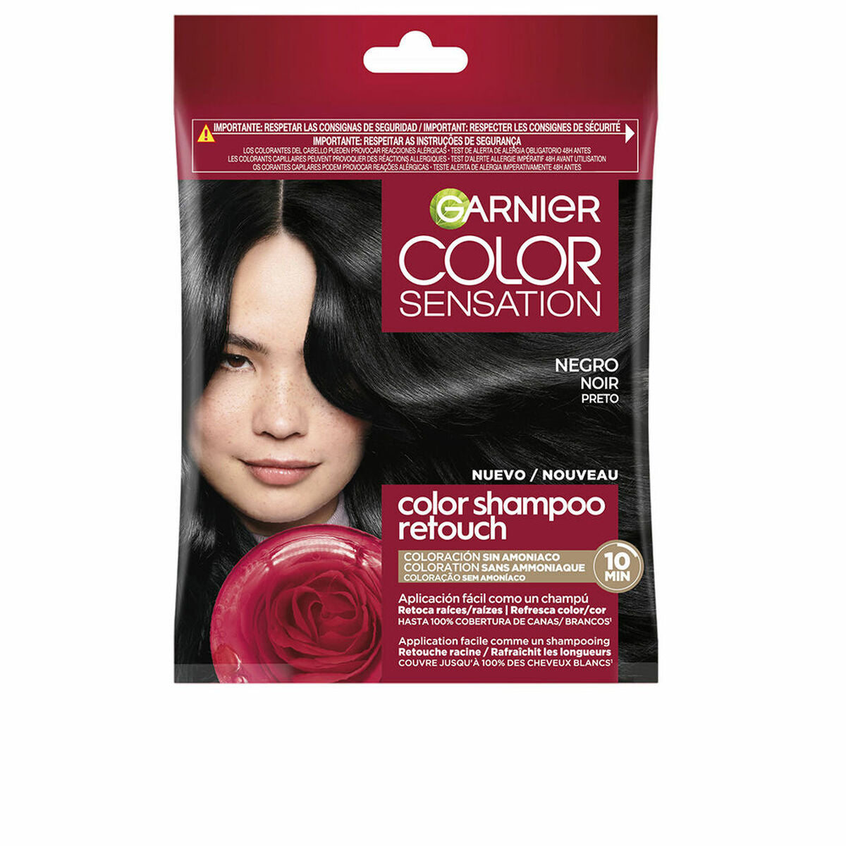 Shampoo Dye Garnier FARVE SENSATION Sort Nº 1,0 Nº 1,0-Sort Semi-permanent (1 enhed) til kvinder shampooflaske
