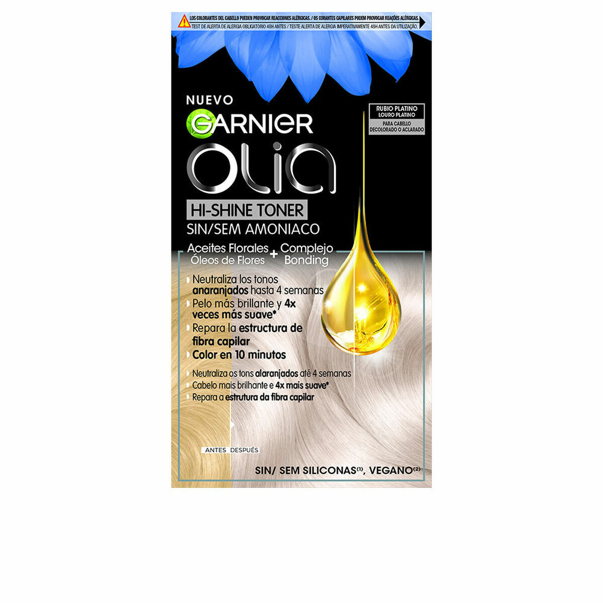 Semi-permanent farvestof Garnier Olia Hi-Shine Toner Nº 10.01 Platinum Blond 3 stykker (1 enhed) hudplejeemballage