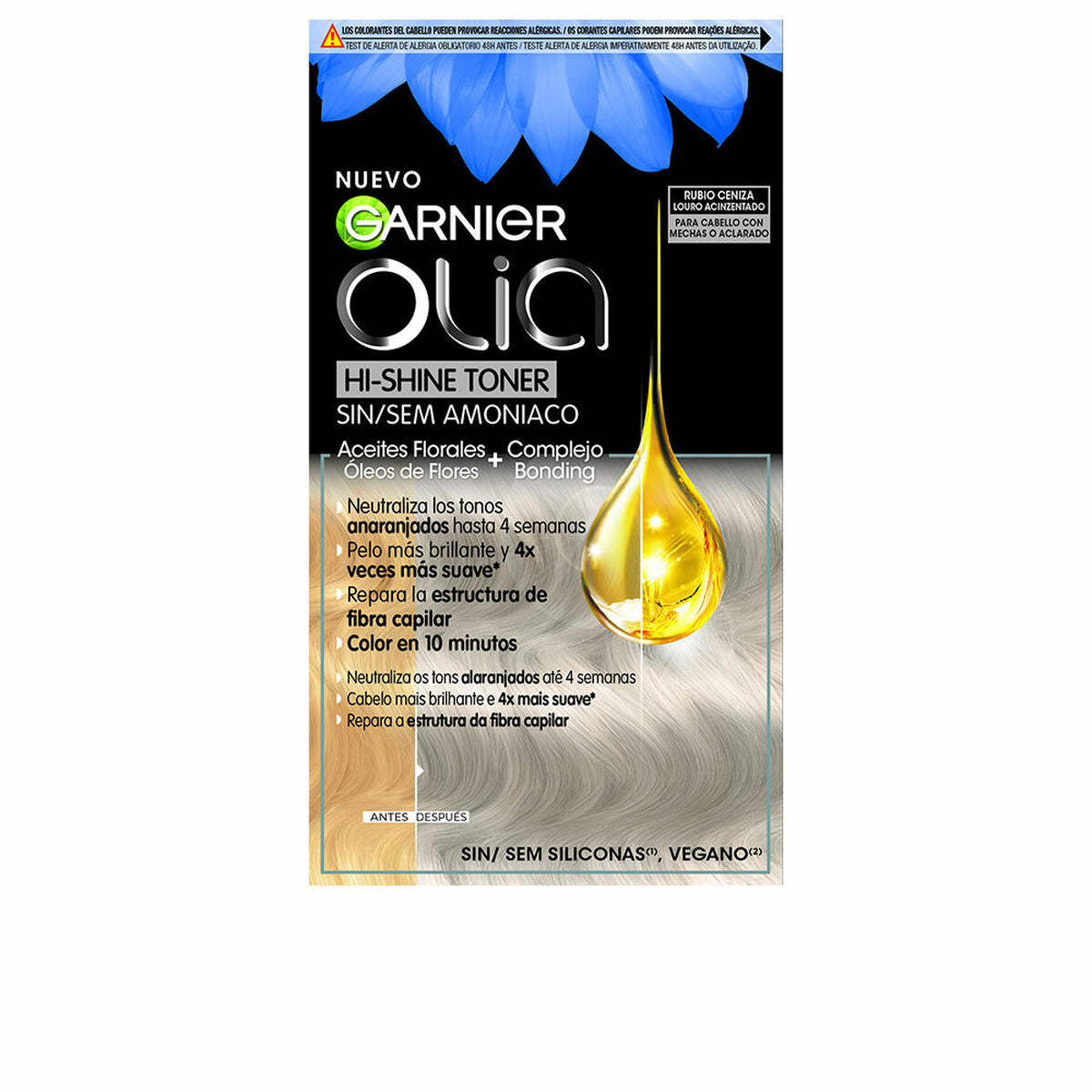 Semi-permanent farvestof Garnier Olia Hi-Shine Toner Ash Blond Nº 9.1 3 stk. (1 enhed) hudplejeemballage
