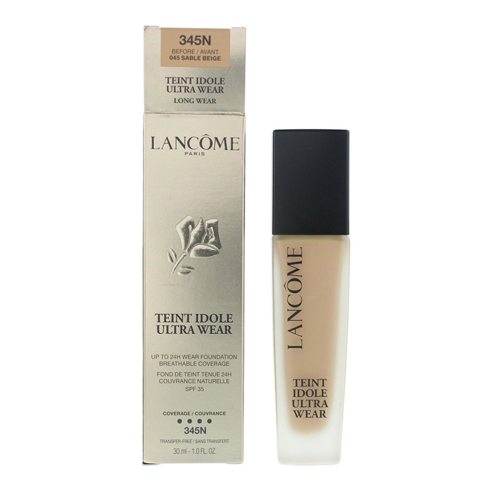Lancome, Teint Idole Ultra Wear, Natural Coverage, Liquid Foundation, 345N, SPF 35, 30 ml
