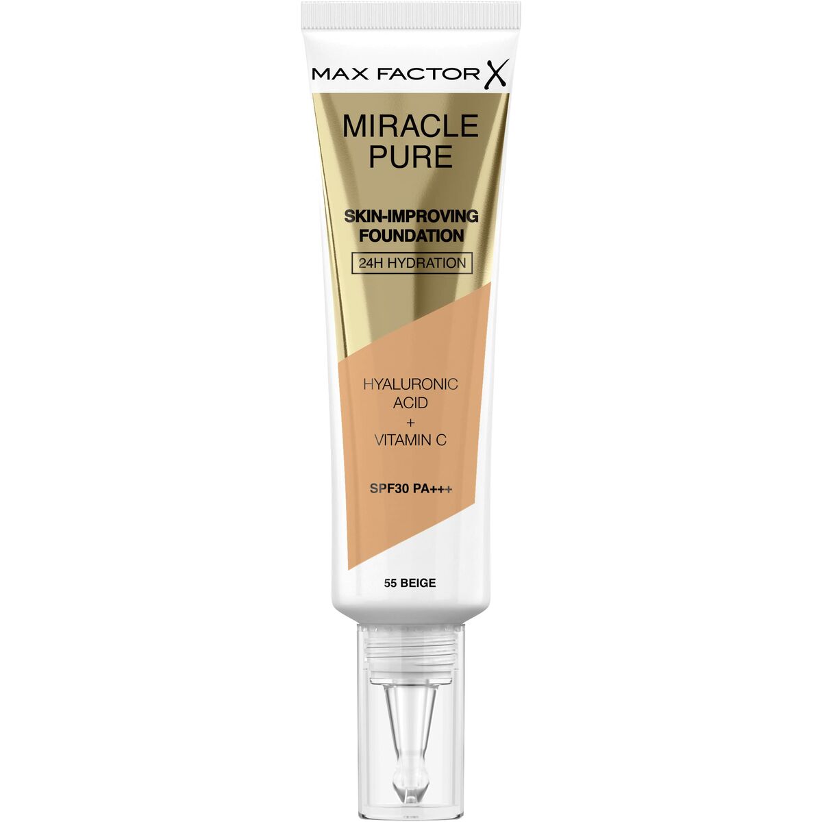 Flydende Make Up Base Max Factor Miracle Pure 55-beige Nº 55-beige Spf 30 ml produktemballage