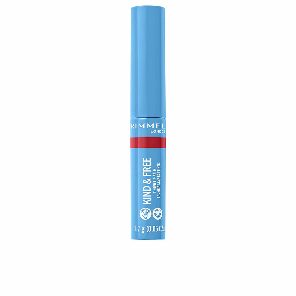 Farvet læbepomade Rimmel London Kind Free Nº 005-turborød 1,7 g 1,7 g hudplejeemballage