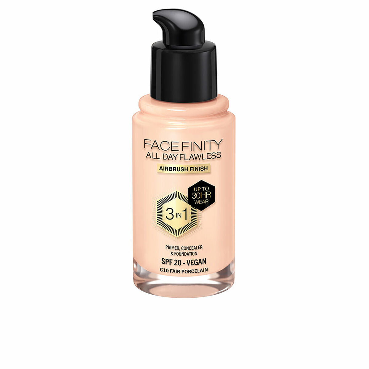 Creme Make-up Base Max Factor Face Finity Hele dagen Fejlfri Nº C10 Fair porcelæn C10-Fair Porcelæn Spf 20 30 ml 3-i-1
