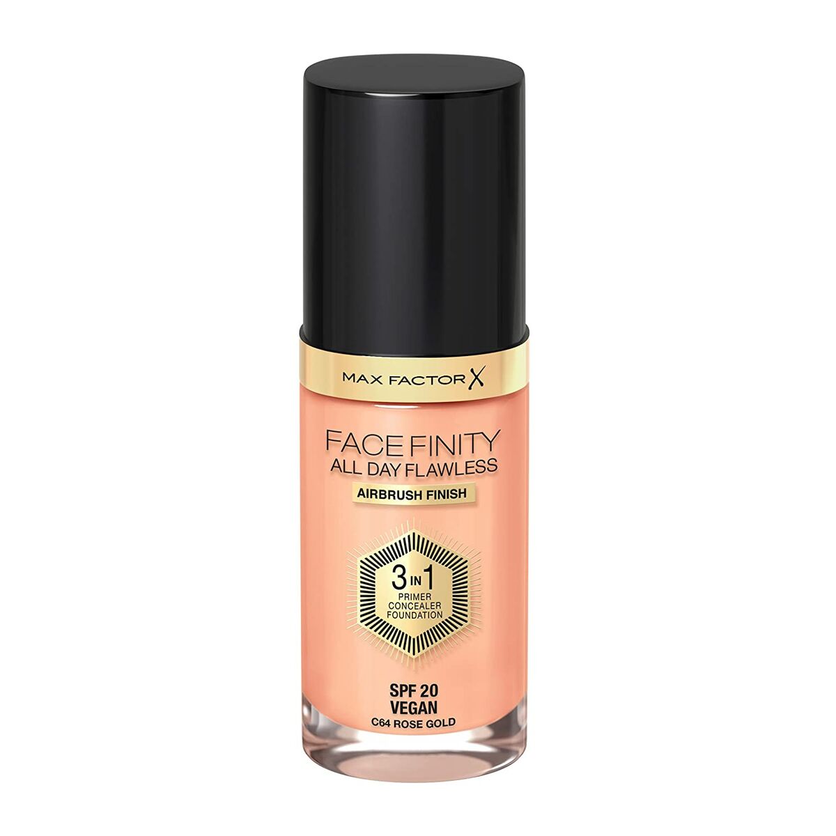 Creme Make-up Base Max Factor Facefinity Nº 64-roset guld Spf 20 30 ml 3-i-1 produktemballage