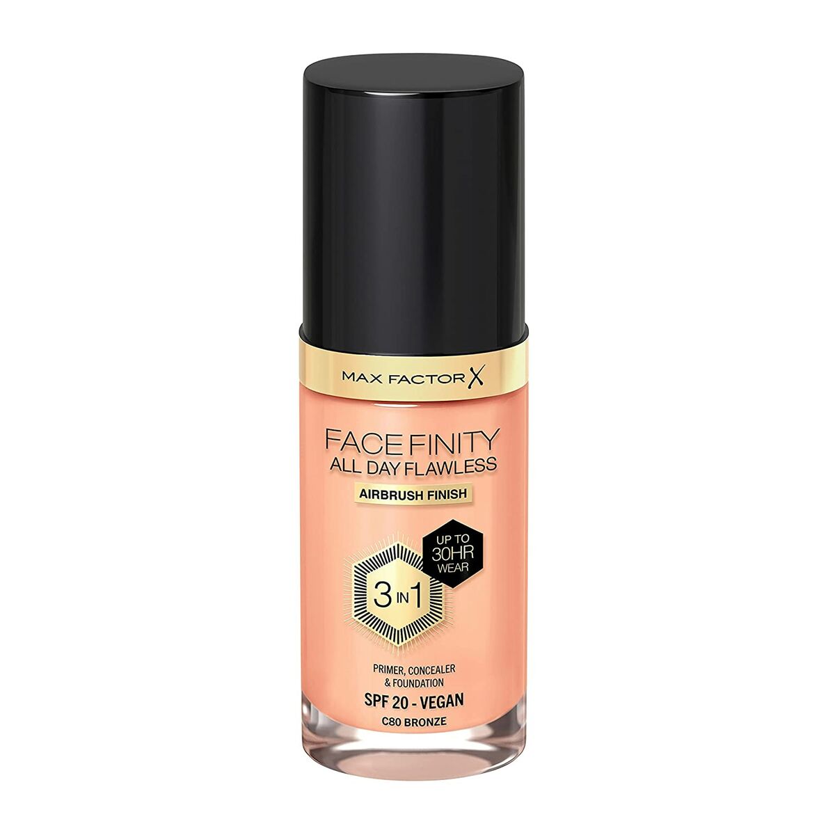 Creme Make-up Base Max Factor Facefinity Nº 80-bronze Nº 80 Bronze Spf 20 30 ml 3-i-1 produktemballage