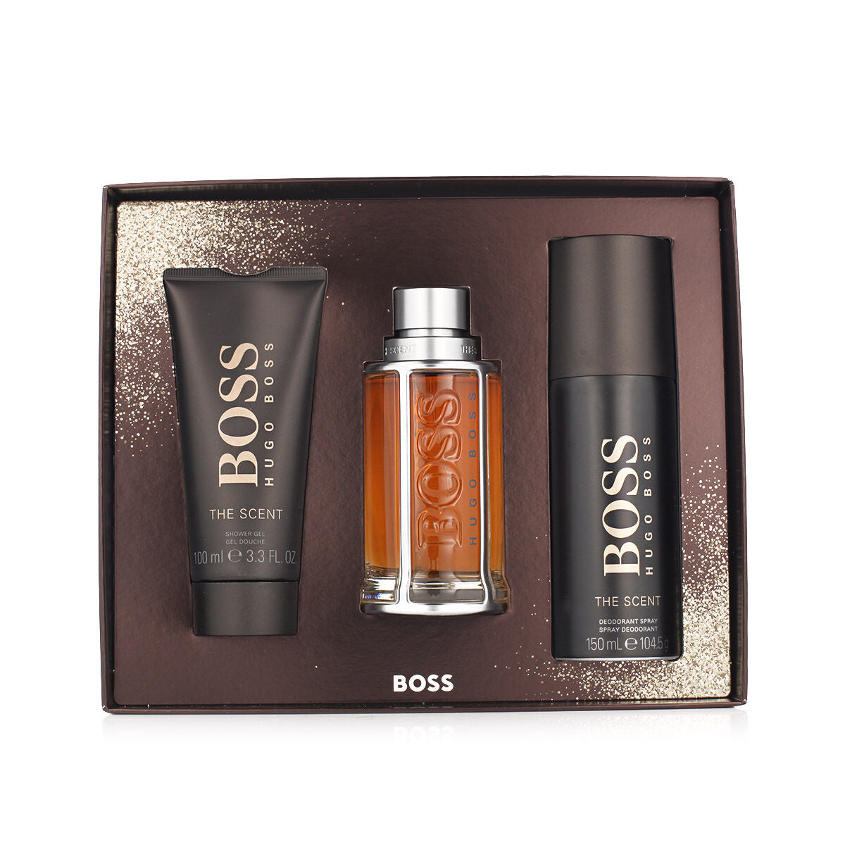 Herreparfumesæt Hugo Boss 3 stykkers produktemballage