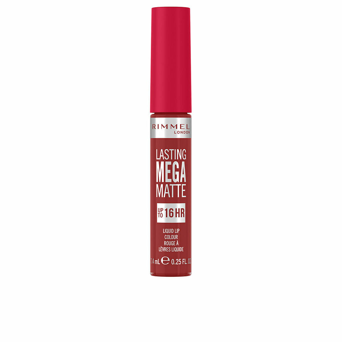 Læbestift Rimmel London Lasting Mega Matte Nº 500 Fire starter Nº 500-Fire Starter 7,4 ml Flydende 7,4 ml makeup emballage