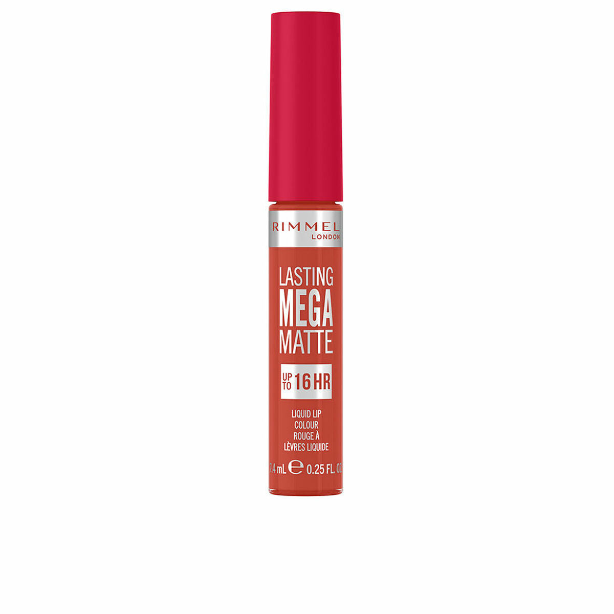 Flydende læbestift Rimmel London Lasting Mega Matte Nº 920 Scarlet Flames Nº 920-Scarlet Flames 7,4 ml makeup emballage 7,4 ml