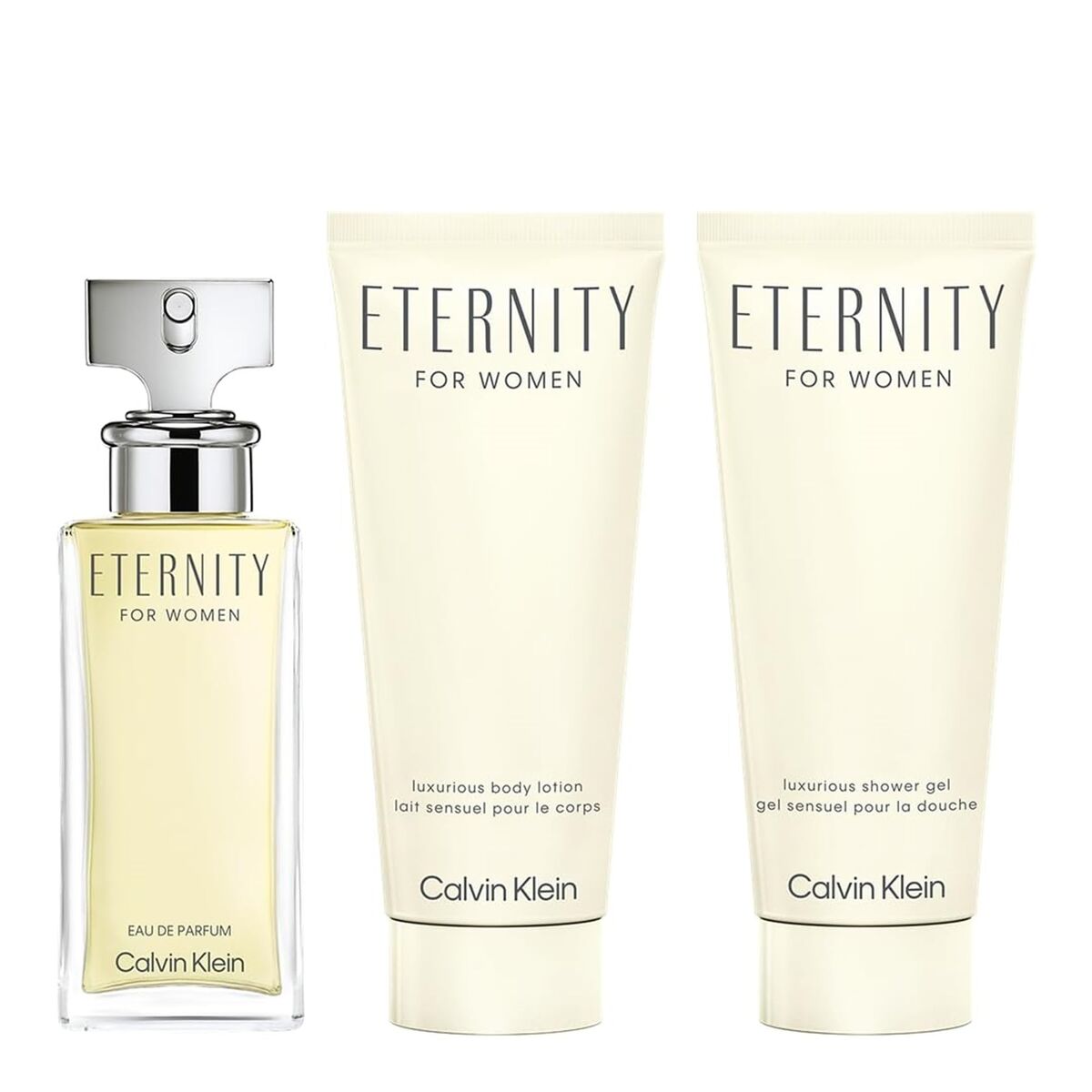 Dameparfumesæt Calvin Klein Eternity til kvinder 3 stykkers produktemballage