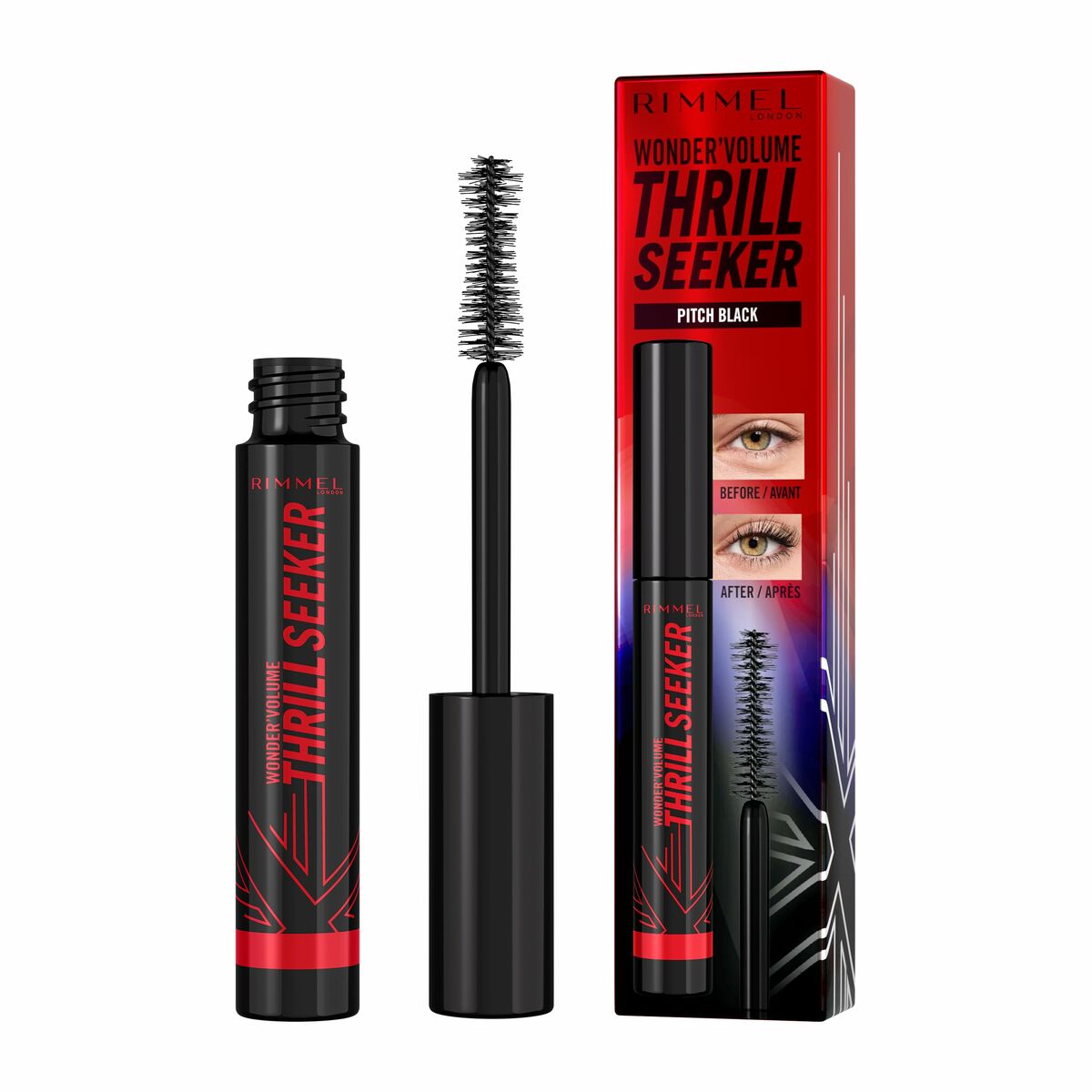 Mascara Rimmel London Volume Thrill Seeker Nº 004 Pitch Black Nº 004-Pitch Black 8 ml makeup-emballage