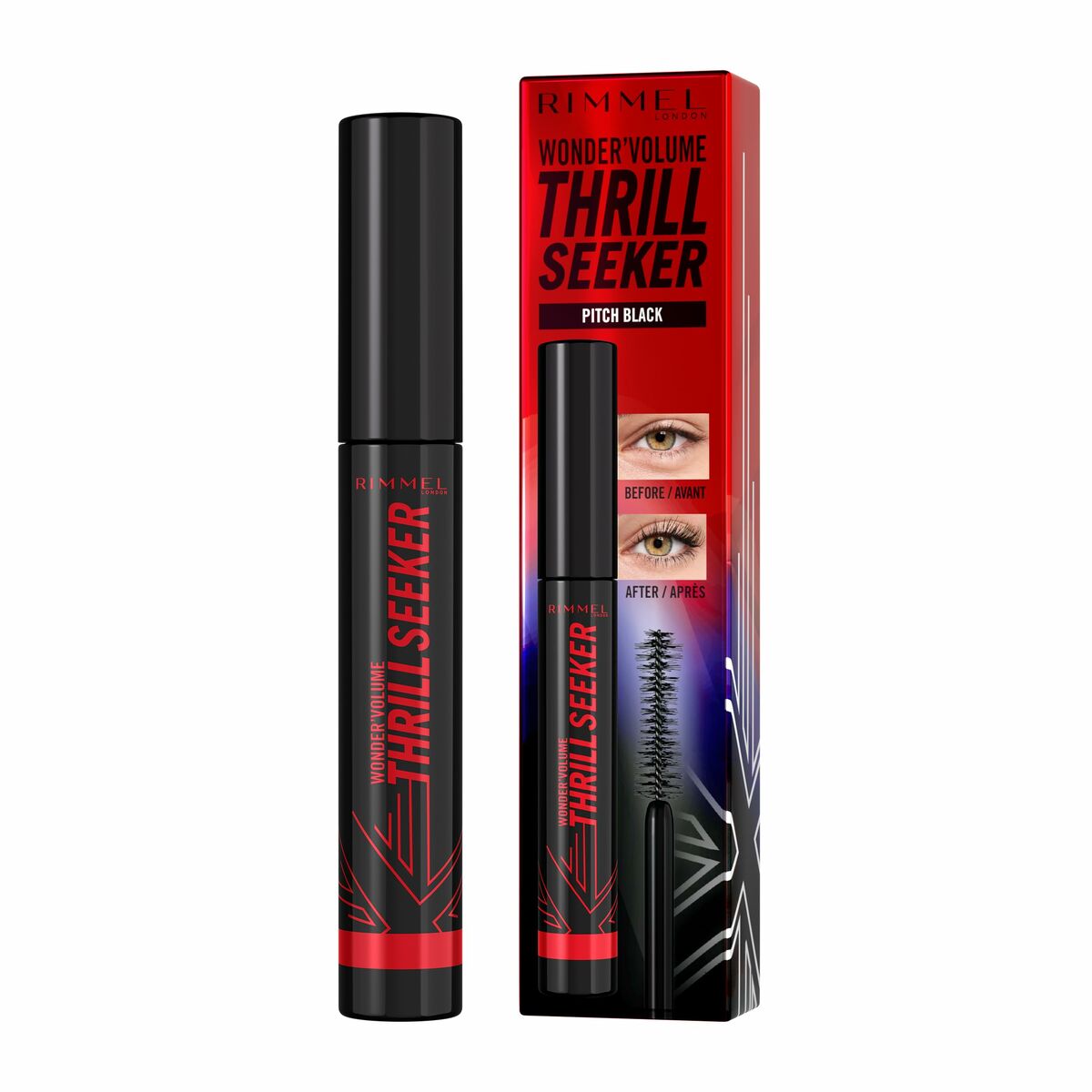 Mascara Rimmel London Volume Thrill Seeker Nº 004 Pitch Black Nº 004-Pitch Black 8 ml makeup-emballage