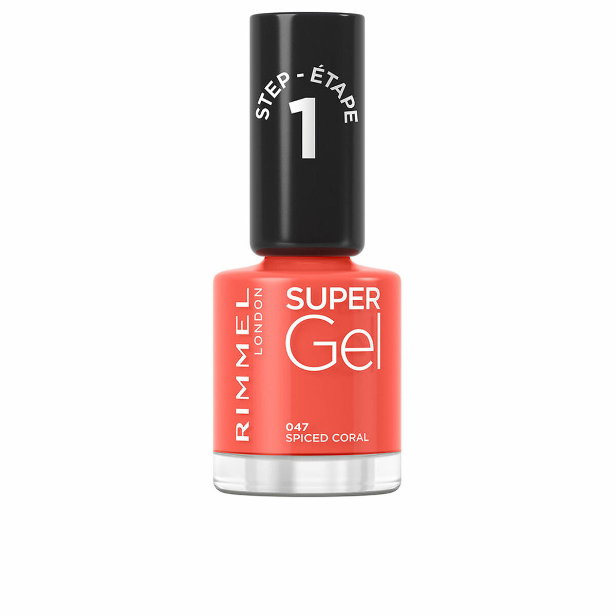 neglelak Rimmel London Super Gel Nº 047 Krydret koral Nº 047-Spiced Coral 12 ml hudplejeemballage
