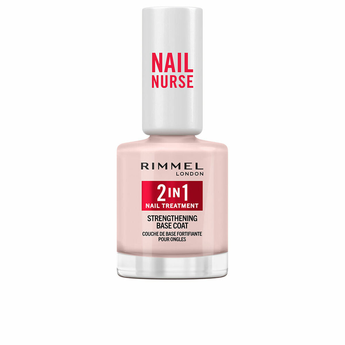 Nail Base Gel Rimmel London Nail Nurse i 12 ml 2-i-1 Strengthening Care hudplejeemballage