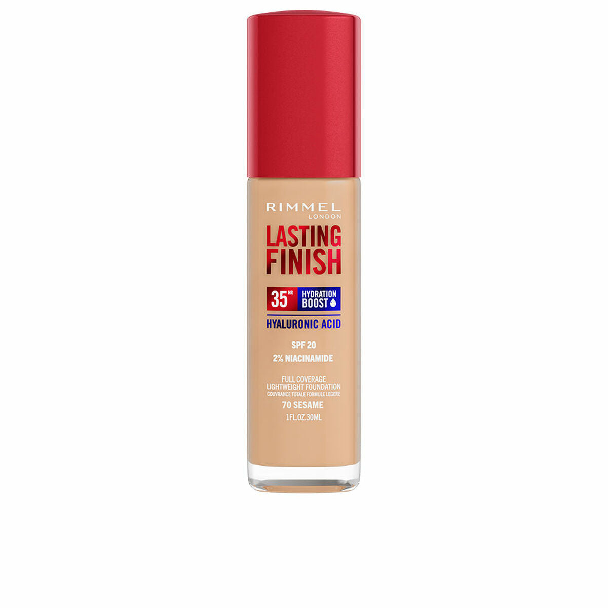 Creme Make-up Base Rimmel London Lasting Finish Nº 070 Sesam Nº 070-Sesame Spf 20 30 ml produktemballage