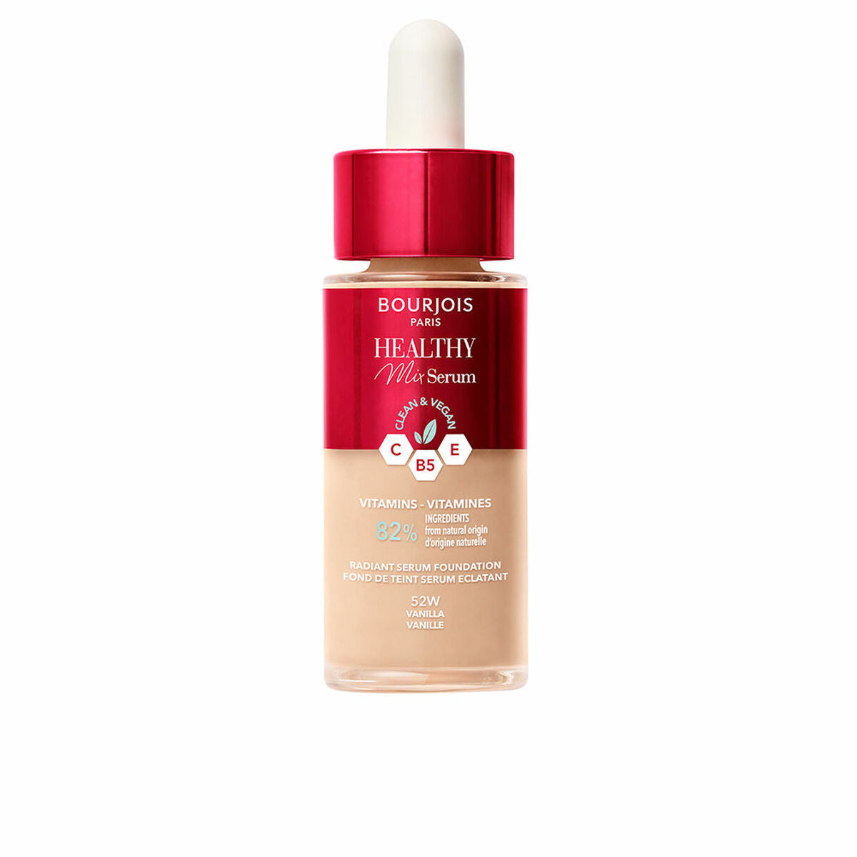 Flydende Make Up Base Bourjois Healthy Mix Nº 52W Vanilla Nº 52w-Vanilla 30 ml Serum serumflaske